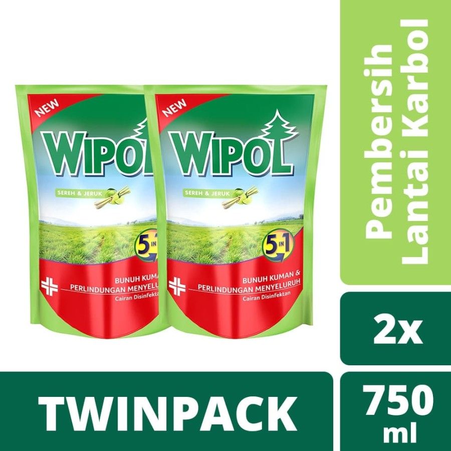 Wipol Pembersih Lantai Sereh & Jeruk 750Ml Twin Pack - 1