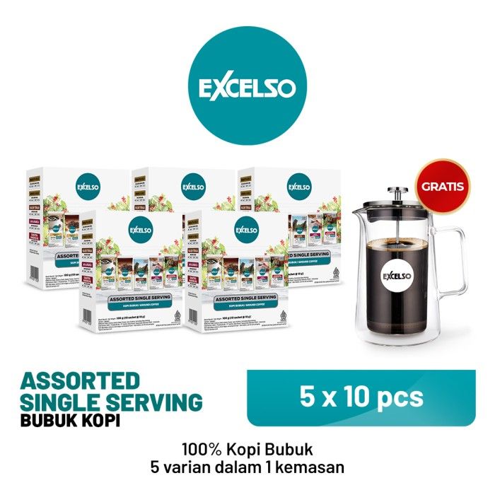 EXCELSO Assorted 5 Folding Box (10x10gr) FREE COFFEE PRESS - 1
