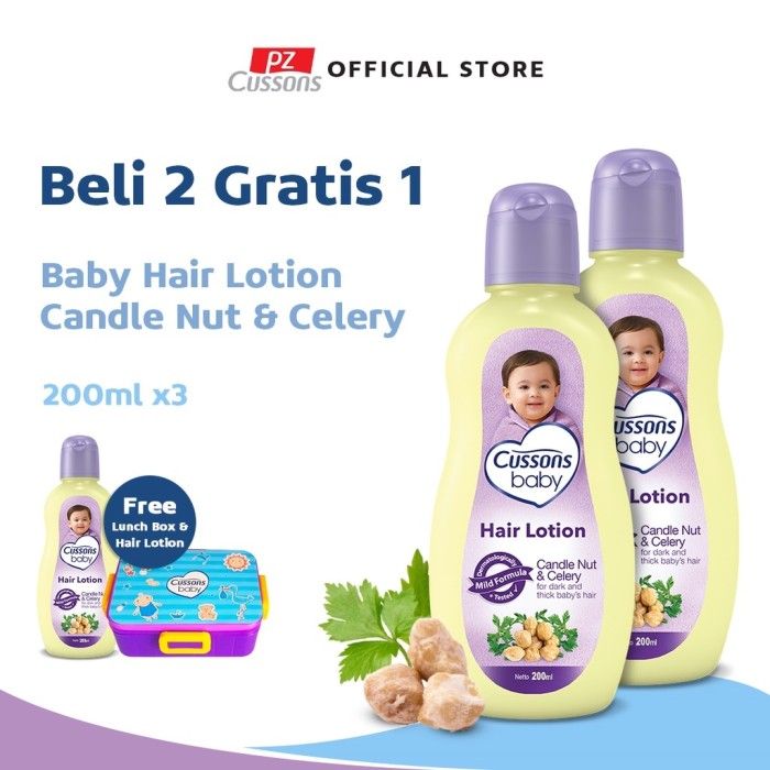 Cussons Baby Hair Lotion Candle Nut & Celery Pack - Beli 2 GRATIS 1 - 1