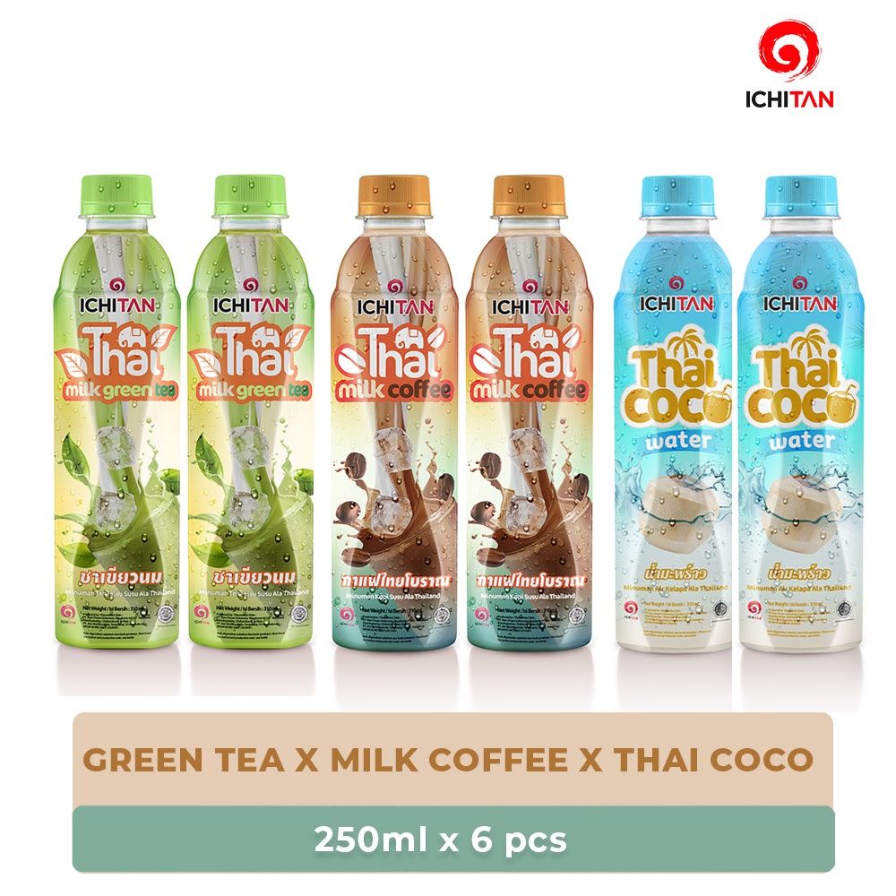 Ichitan Thai Milk Green Tea x Thai Milk Coffee x Thai Coco Water 310ml | Bundling 6 - 1