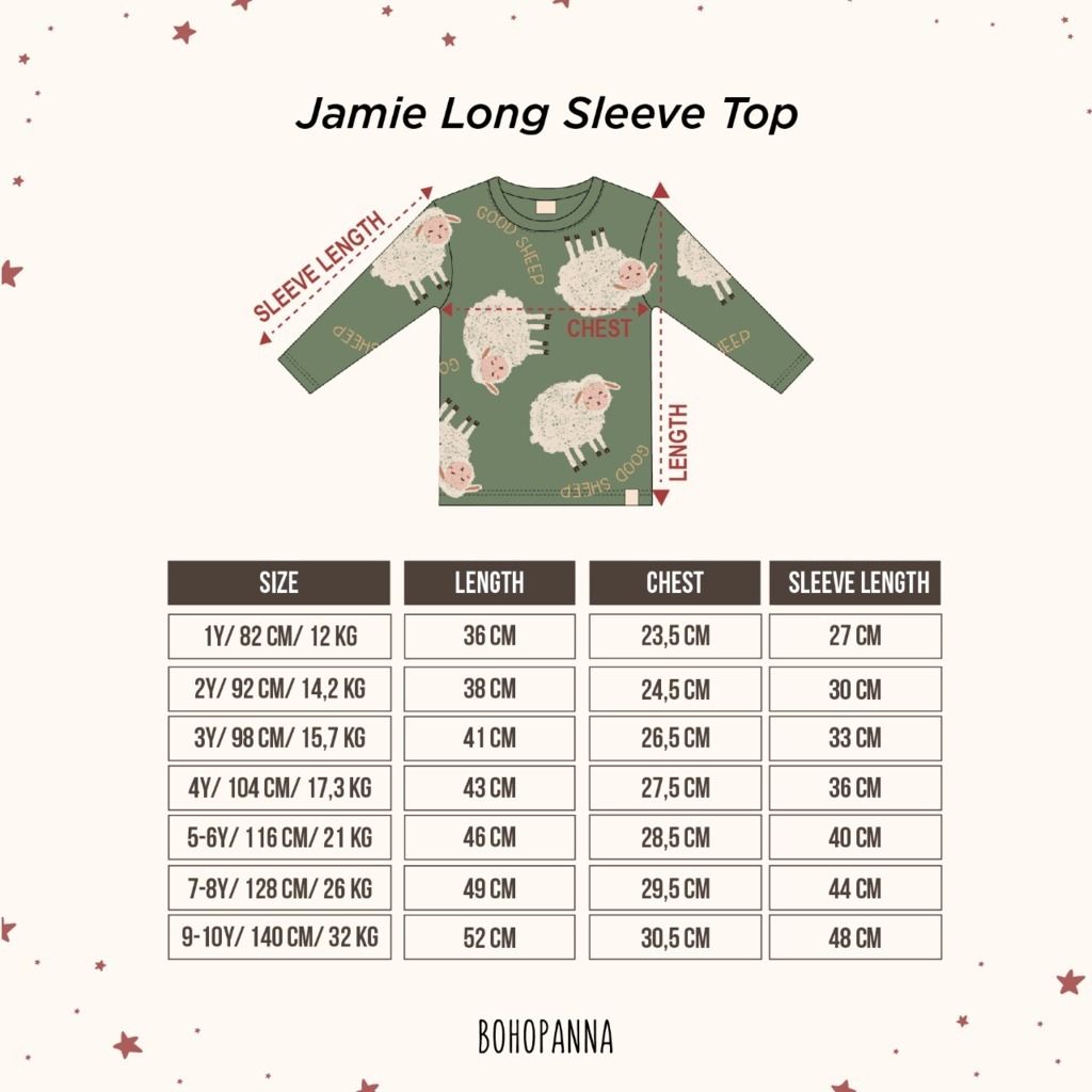 BOHOPANNA - JAMIE LONG SLEEVE TOP- DEER 2Y - Atasan Anak Lengan Panjang - 2