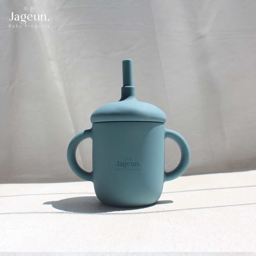 JAGEUN Premium Silicone Baby Sippy Cup | Tempat Minum Bayi Warna Biru - 1