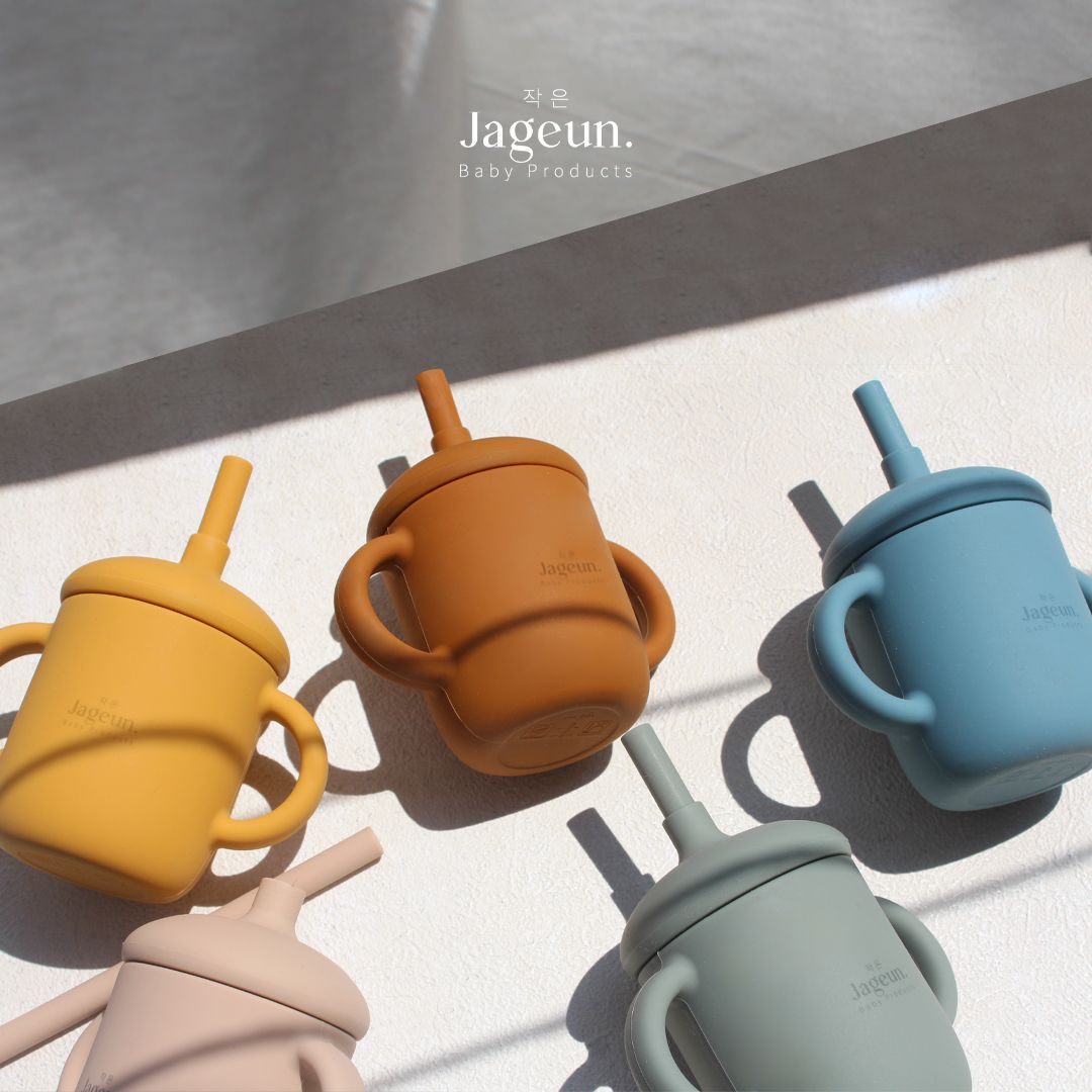 JAGEUN Premium Silicone Baby Sippy Cup | Tempat Minum Bayi Warna Biru - 4