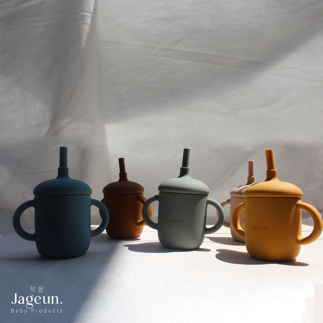 JAGEUN Premium Silicone Baby Sippy Cup | Tempat Minum Bayi Warna Biru - 3