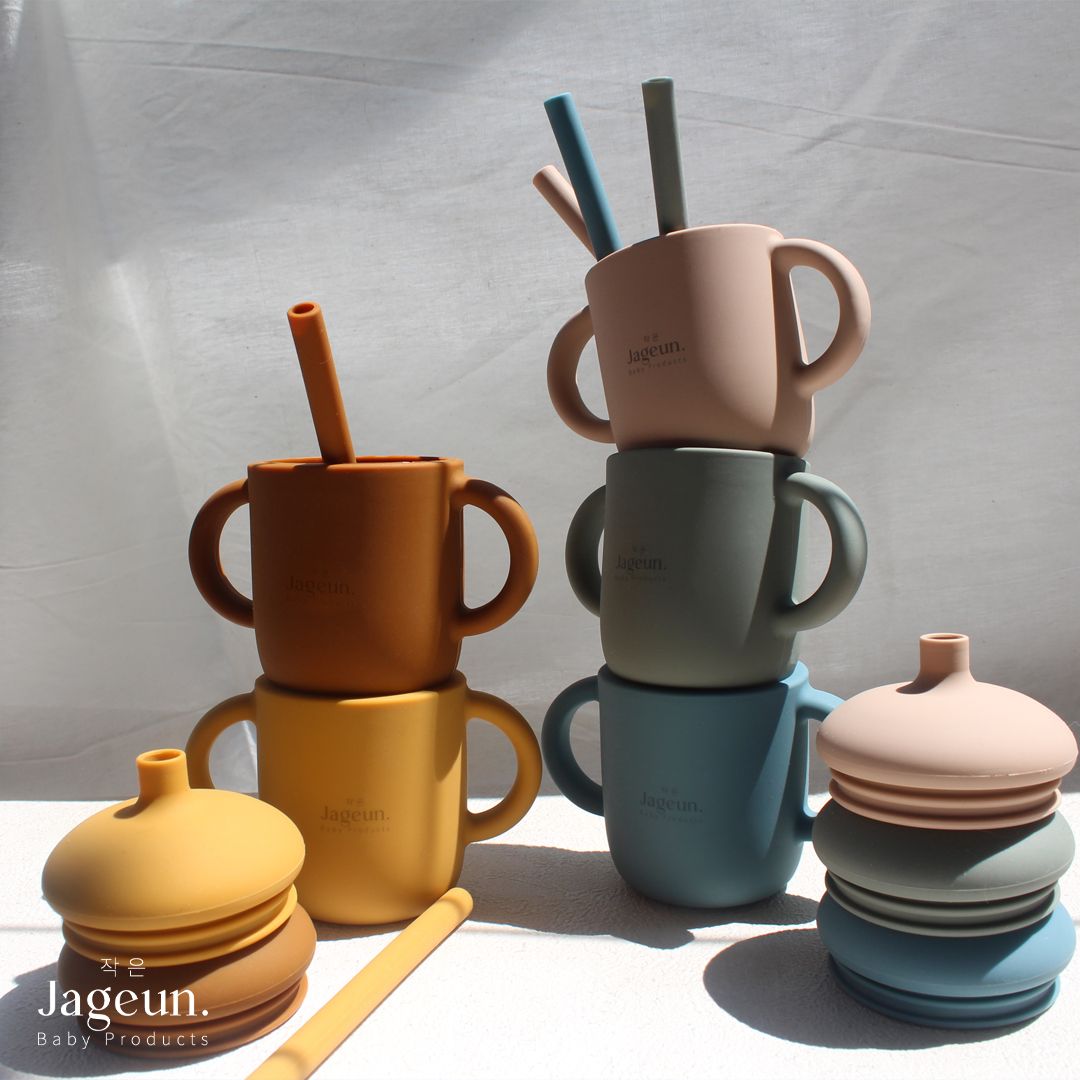 JAGEUN Premium Silicone Baby Sippy Cup | Tempat Minum Bayi Warna Biru - 2