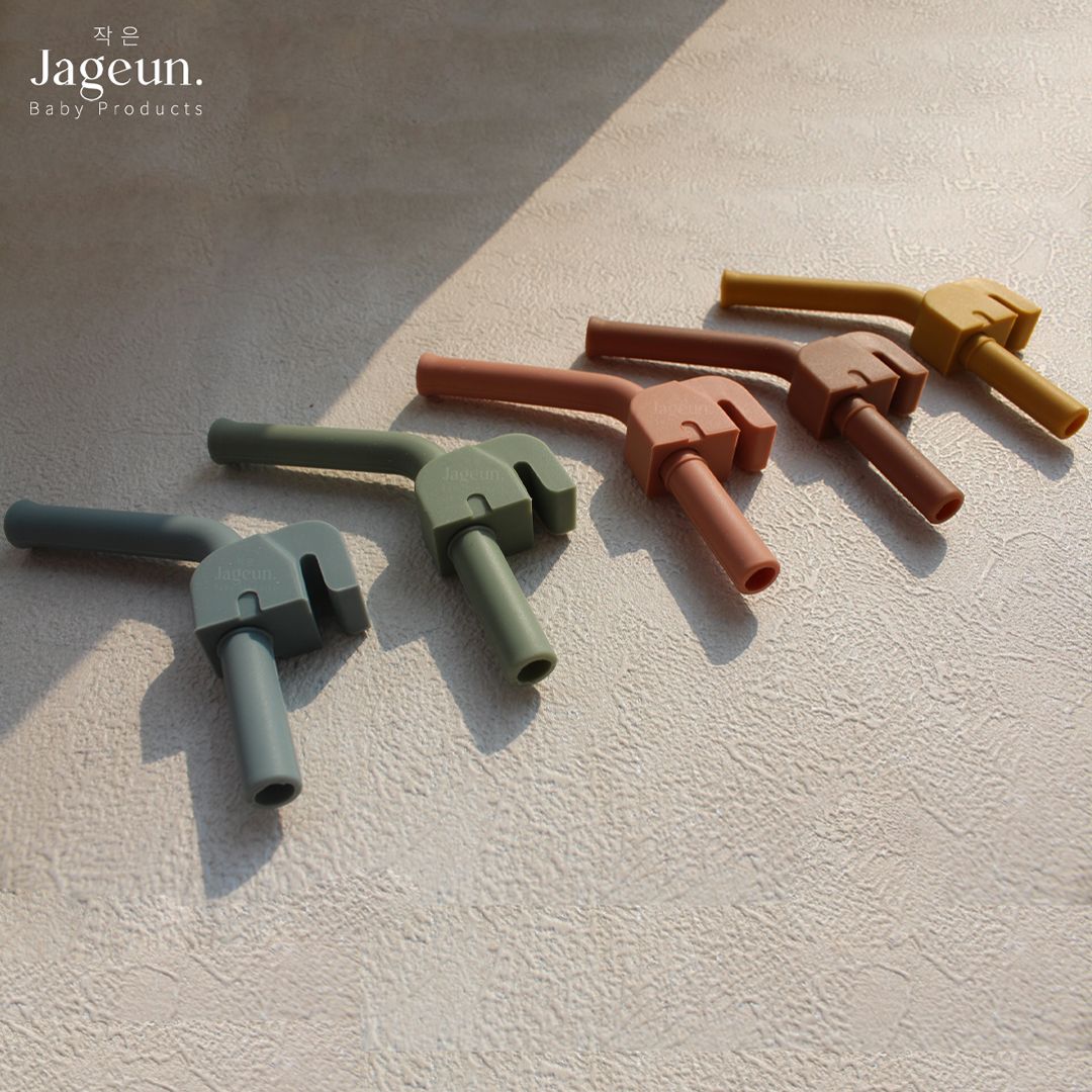 JAGEUN Premium Silicone Elephant Baby Straw | Sedotan Bayi Figur Gajah Warna Hijau - 3