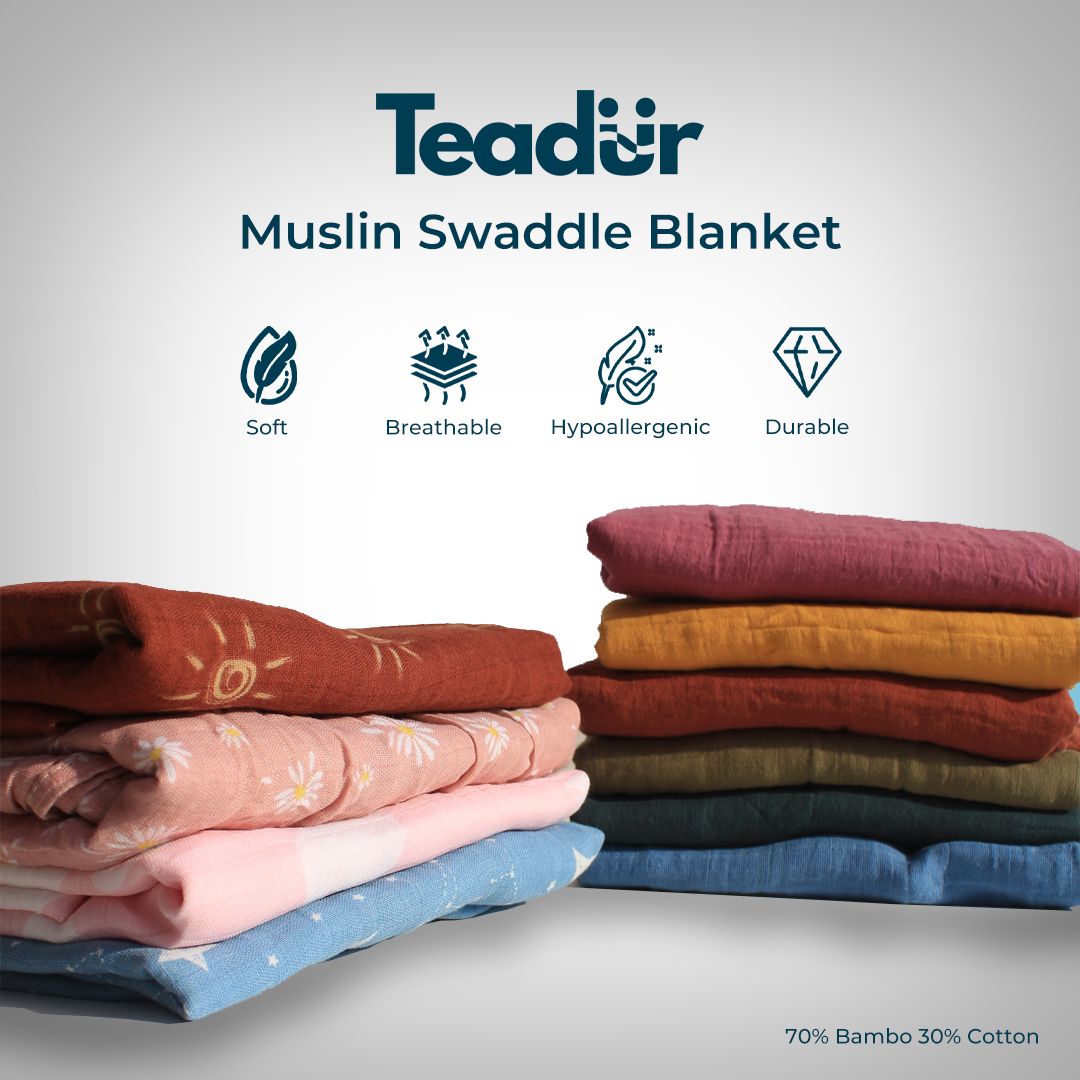 JAGEUN TEADUR Bamboo Baby Swaddle Blanket | Bedong Bayi Selimut Halus | Selendang Syal Warna Telur - 4