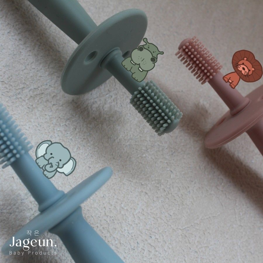 JAGEUN Silicone Baby Training Toothbrush | Sikat Gigi Bayi Silikon 360 Warna Hijau - 3
