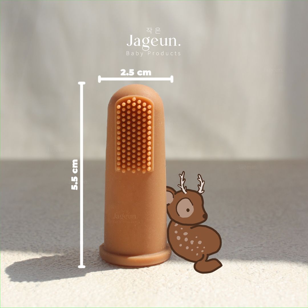 JAGEUN Premium Silicone Baby Finger Toothbrush | Jari Sikat Gigi Bayi Warna Coklat - 5