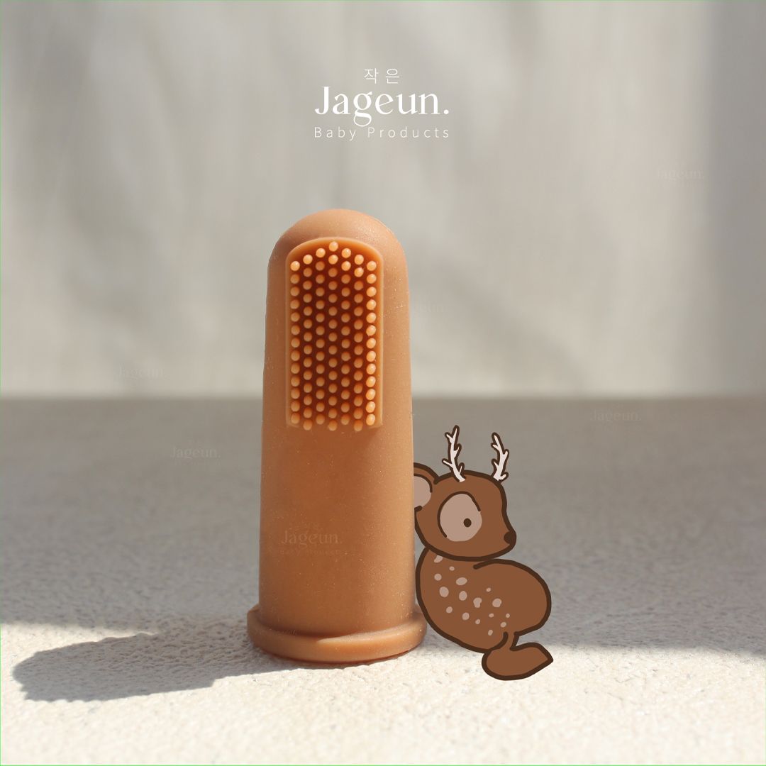 JAGEUN Premium Silicone Baby Finger Toothbrush | Jari Sikat Gigi Bayi Warna Coklat - 1