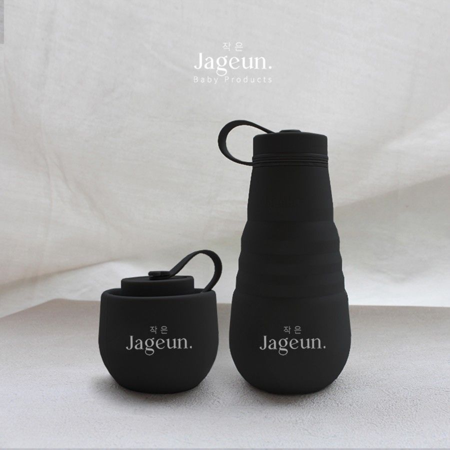 JAGEUN Premium Silicone Water Bottle Foldable | Botol Minum Lipat Anak & Dewasa Warna Hitam - 1