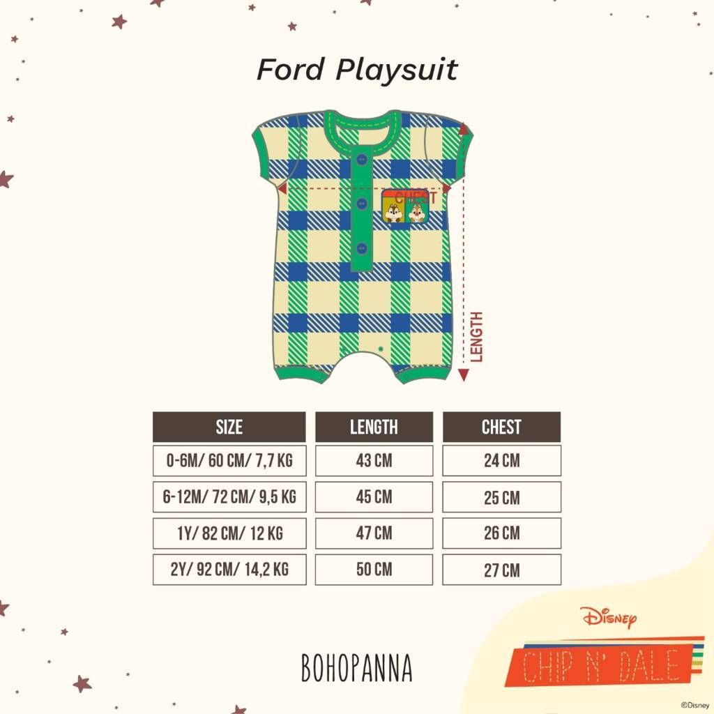 BOHOPANNA - FORD PLAYSUIT DISNEY- CHIP N DALE - TUBBY 6-12M - JUMPER ANAK - 2