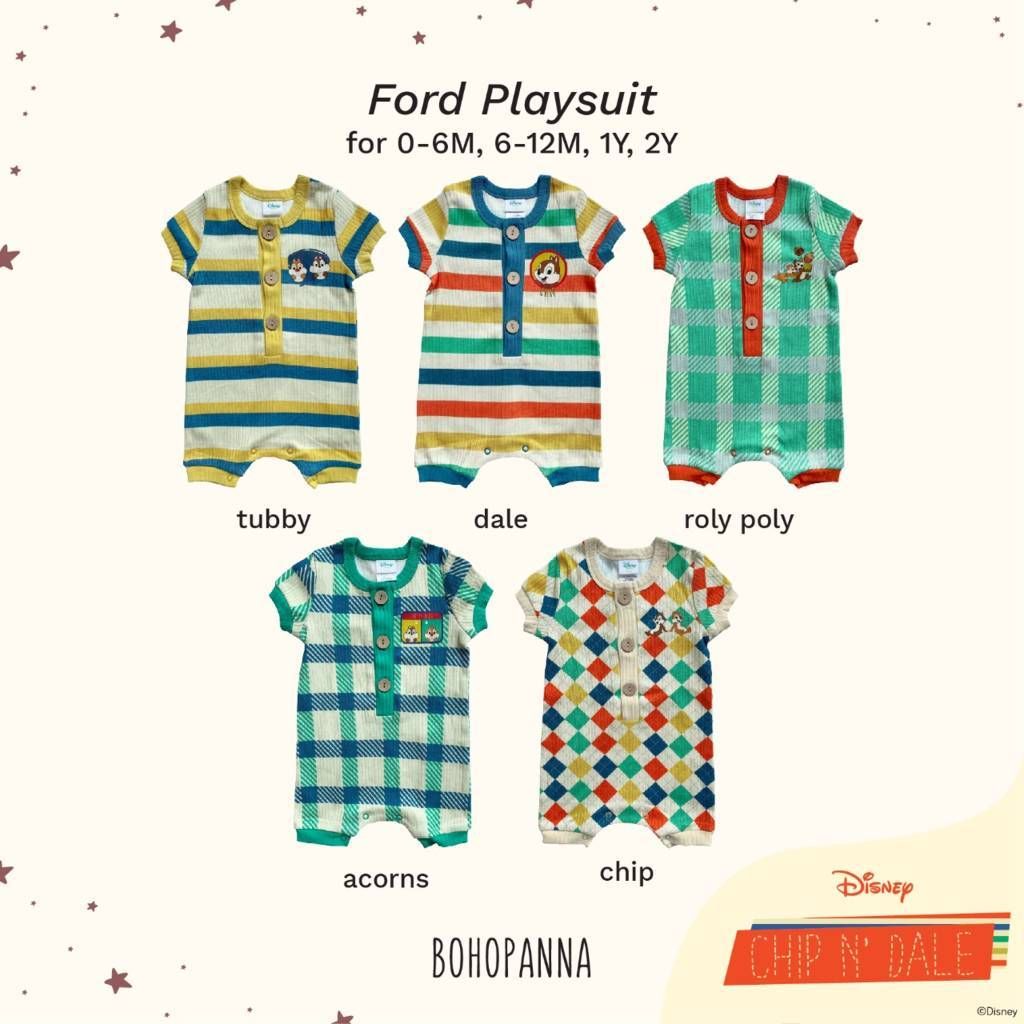 BOHOPANNA - FORD PLAYSUIT DISNEY- CHIP N DALE - TUBBY 6-12M - JUMPER ANAK - 3