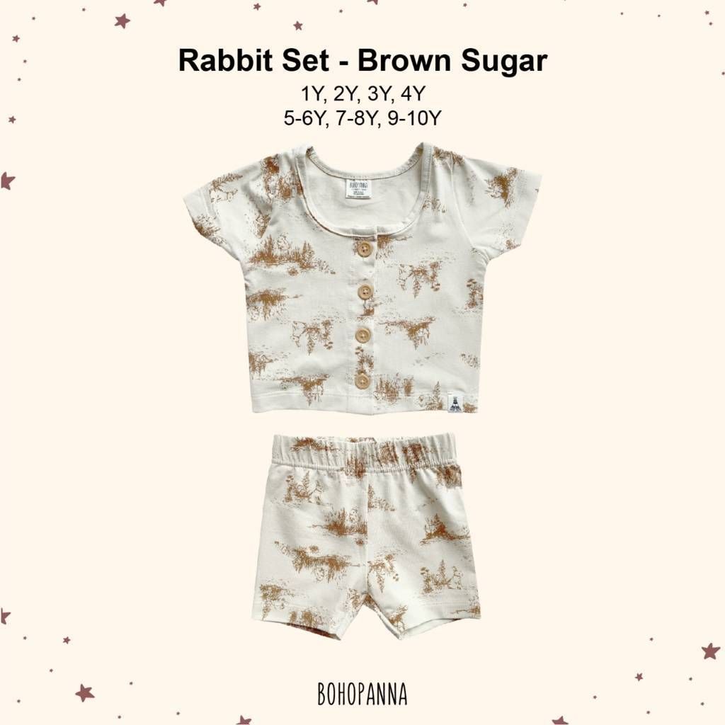 BOHOPANNA - RABBIT SET - BROWN SUGAR 4Y - Setelan Anak Lengan Pendek - 1