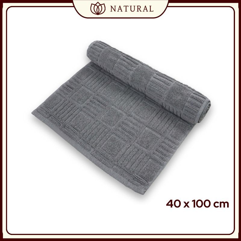 Keset Handuk Natural by Chalmer 40x100 cm Keset Panjang Polos Dapur Kamar Mandi - Light Grey - 1
