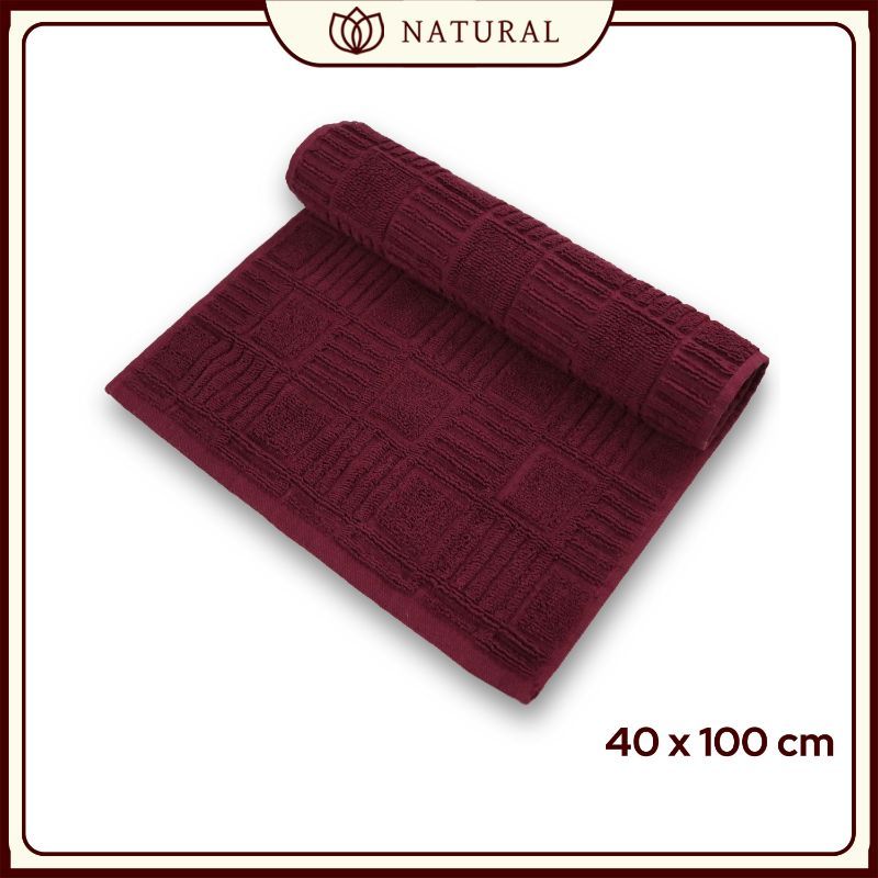 Keset Handuk Natural by Chalmer 40x100 cm Keset Panjang Polos Dapur Kamar Mandi - Maroon - 1