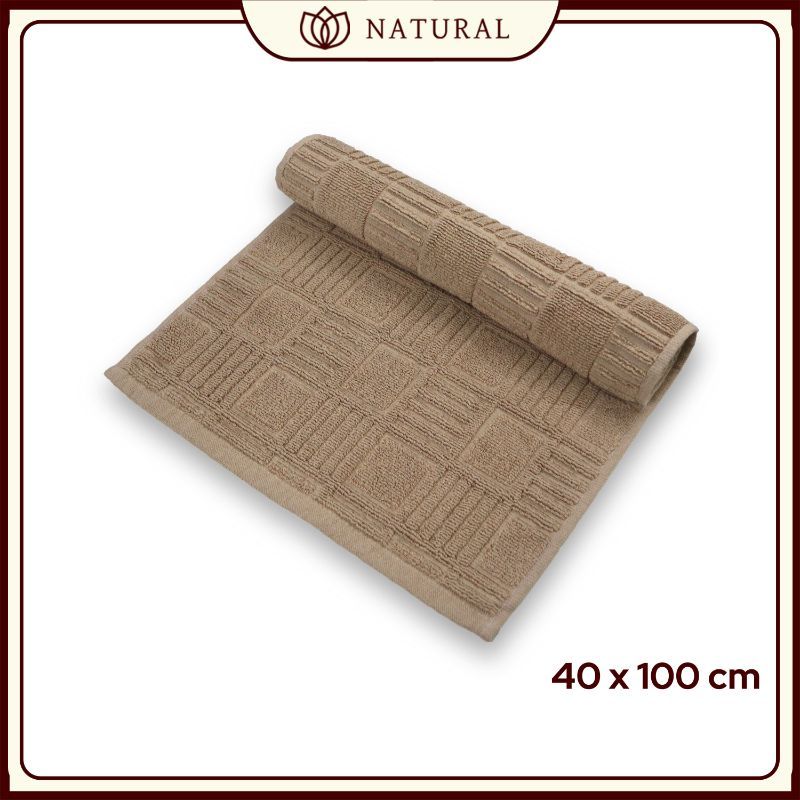 Keset Handuk Natural by Chalmer 40x100 cm Keset Panjang Polos Dapur Kamar Mandi - Light Brown - 1