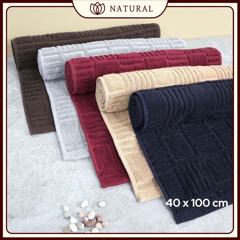 Keset Handuk Natural by Chalmer 40x100 cm Keset Panjang Polos Dapur Kamar Mandi - Light Brown - 5