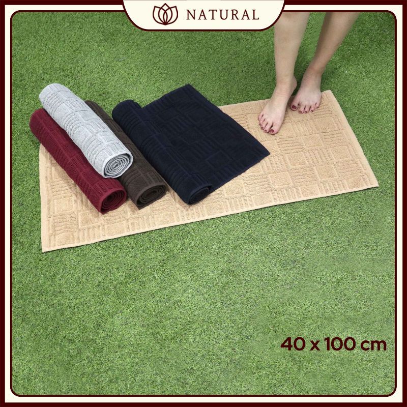 Keset Handuk Natural by Chalmer 40x100 cm Keset Panjang Polos Dapur Kamar Mandi - Light Brown - 3