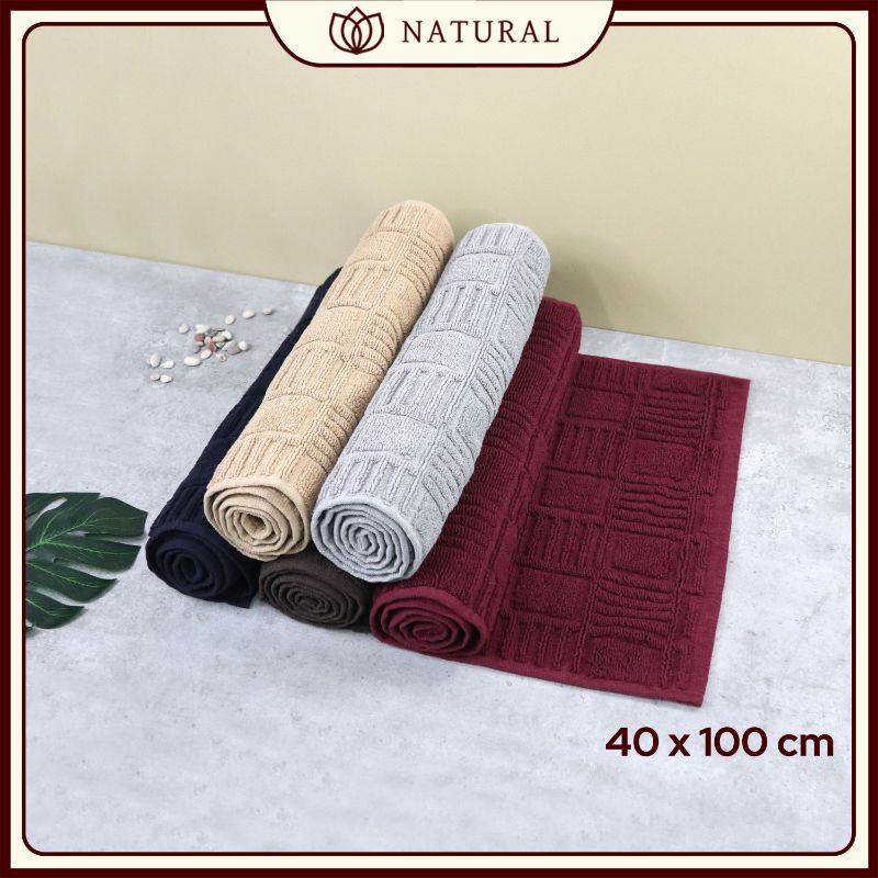 Keset Handuk Natural by Chalmer 40x100 cm Keset Panjang Polos Dapur Kamar Mandi - Light Brown - 4