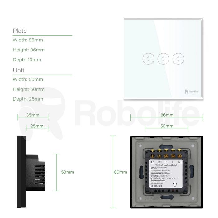 Robolife Smart Switch/ Saklar Pintar 3G dengan Kabel Netral - 2
