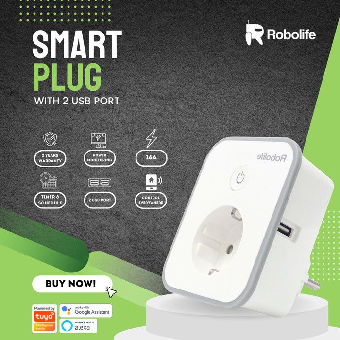 Robolife Smart Plug P1TYU2 + Monitor Listrik (1 Colokan) - 1