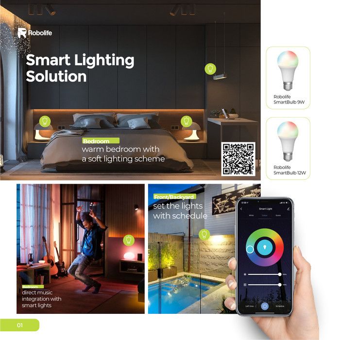 Robolife Smart LED Bulb 12W RGB+CCT+Dimming Lampu Pintar LED - 4