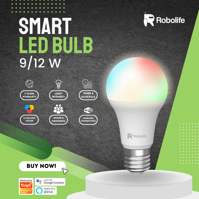 Robolife Smart LED Bulb 12W RGB+CCT+Dimming Lampu Pintar LED - 1