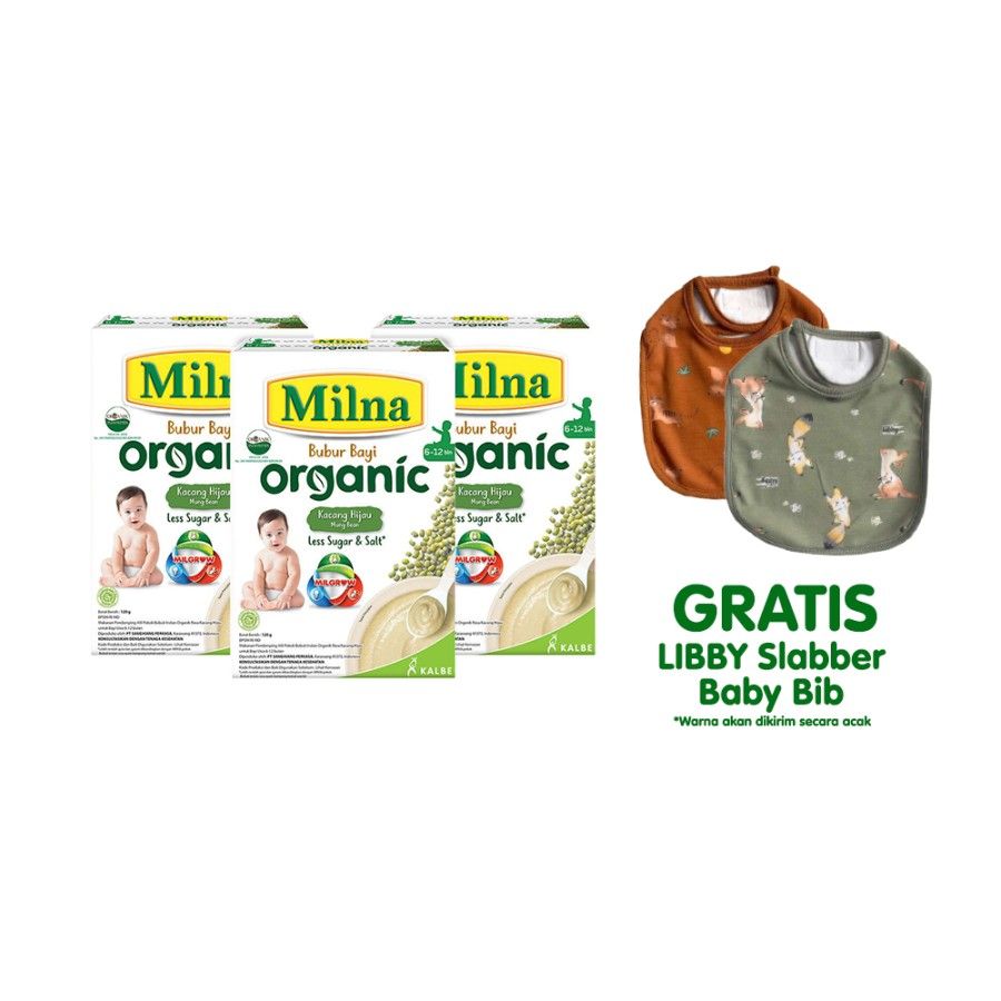 Buy 3 Milna Bubur Organik Kacang Hijau 120 gr FREE Libby Baby Bib - 2
