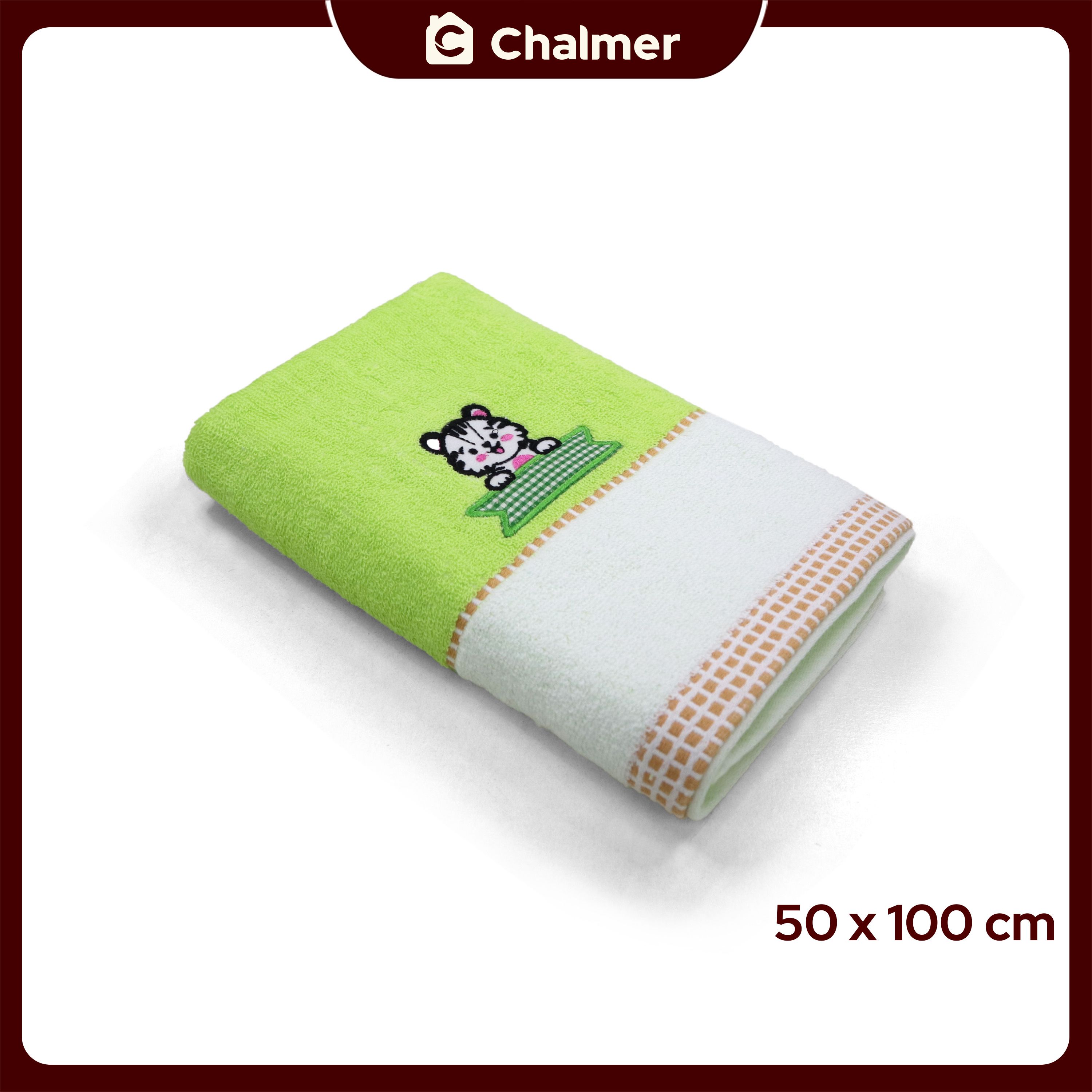 Handuk Bayi Chalmer 50 x 100 cm Motif 100% Katun - Baby Kucing Green - 1