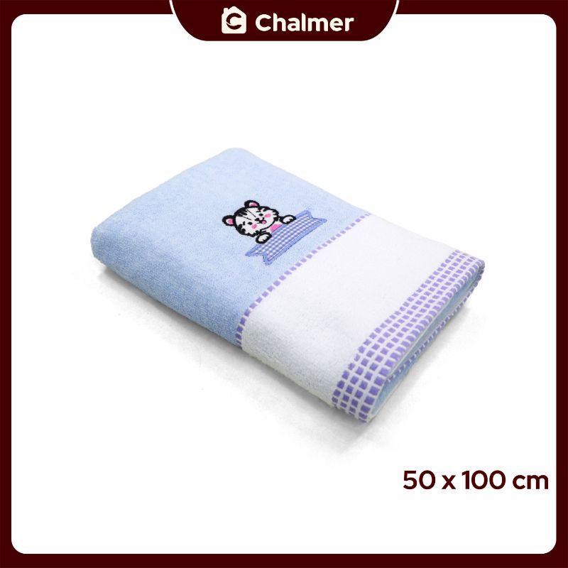 Handuk Bayi Chalmer 50 x 100 cm Motif 100% Katun - Baby Kucing Blue - 1