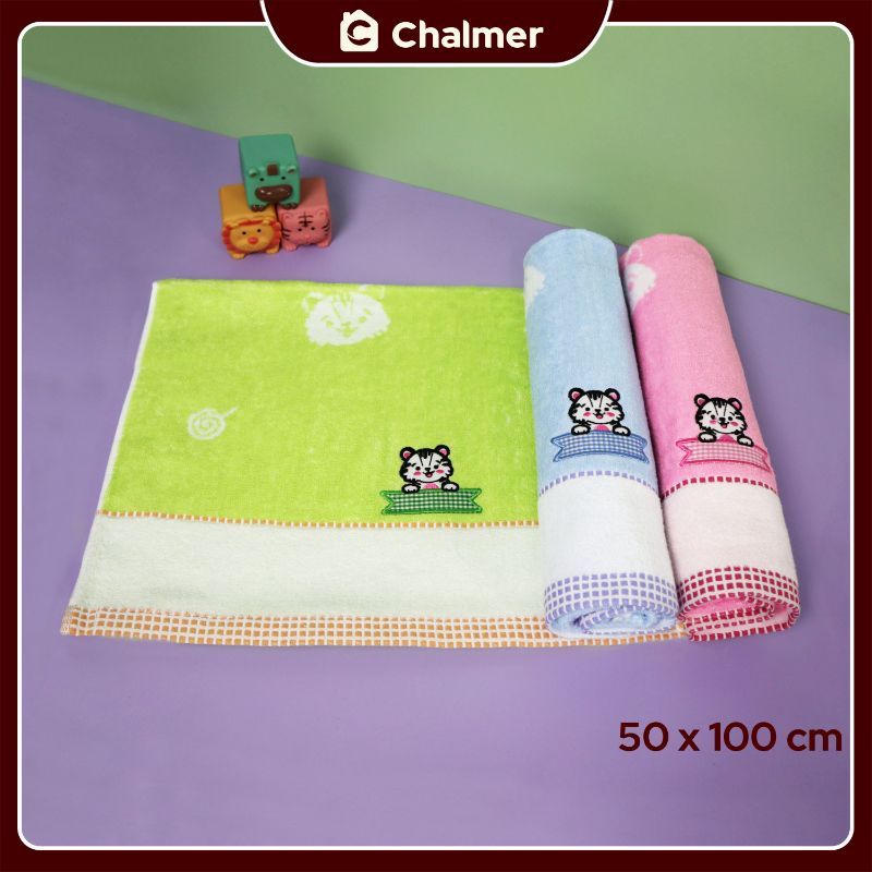 Handuk Bayi Chalmer 50 x 100 cm Motif 100% Katun - Baby Kucing Blue - 2