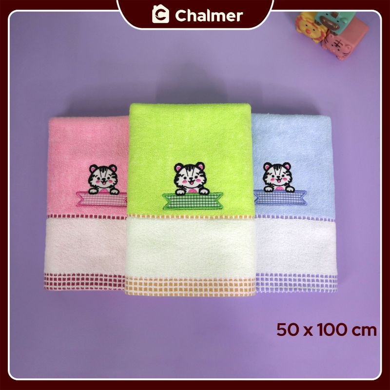 Handuk Bayi Chalmer 50 x 100 cm Motif 100% Katun - Baby Kucing Blue - 4