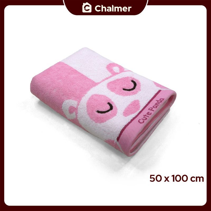 Handuk Bayi Chalmer 50 x 100 cm Motif 100% Katun - Baby Panda Pink - 1