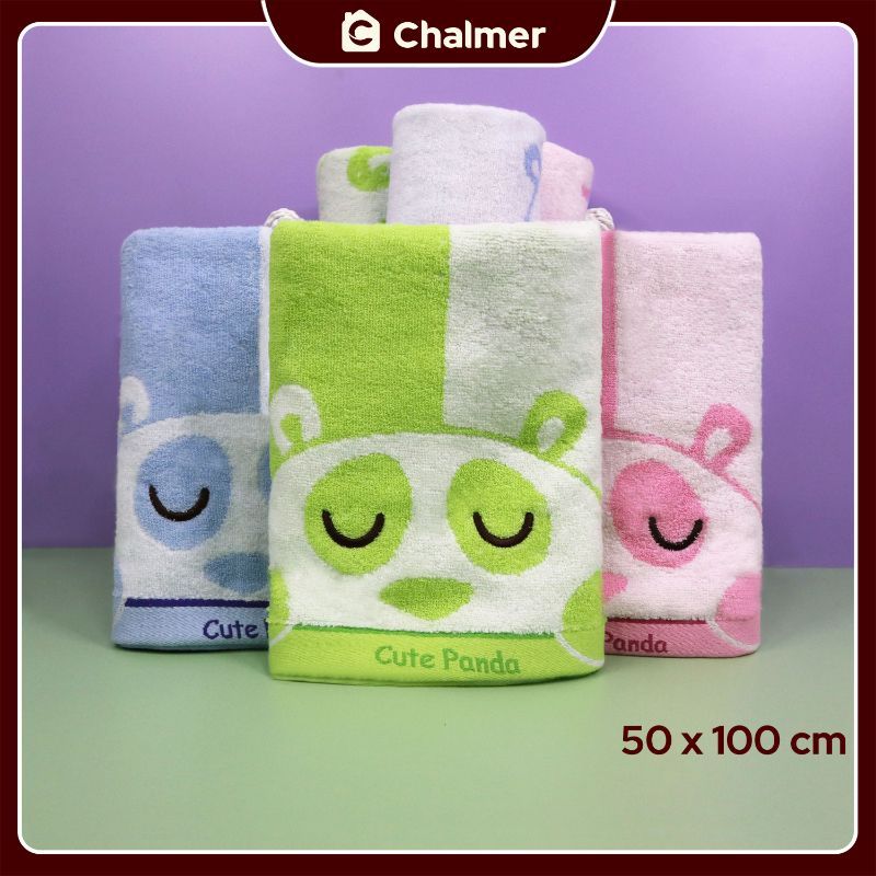 Handuk Bayi Chalmer 50 x 100 cm Motif 100% Katun - Baby Panda Pink - 2