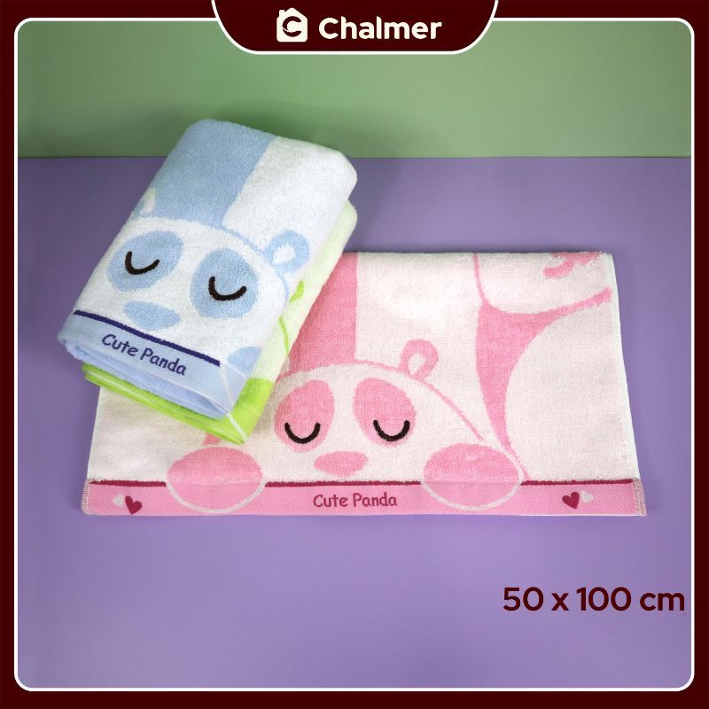 Handuk Bayi Chalmer 50 x 100 cm Motif 100% Katun - Baby Panda Pink - 3