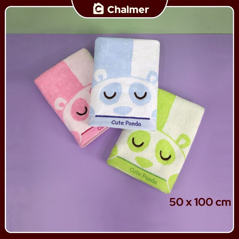 Handuk Bayi Chalmer 50 x 100 cm Motif 100% Katun - Baby Panda Pink - 4