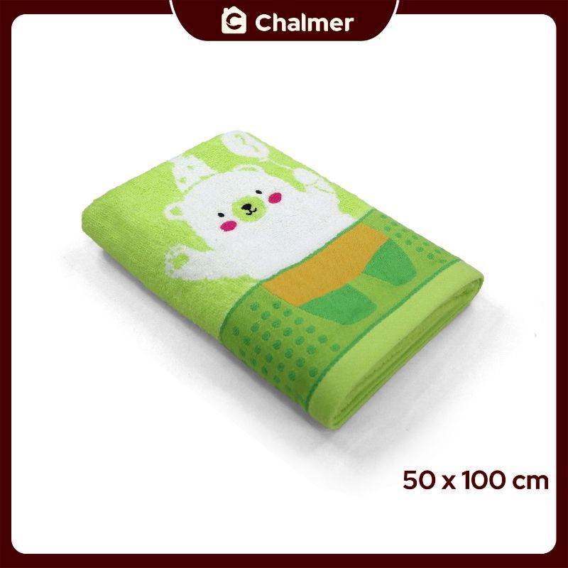 Handuk Bayi Chalmer 50 x 100 cm Motif 100% Katun - Baby Beruang Green - 1