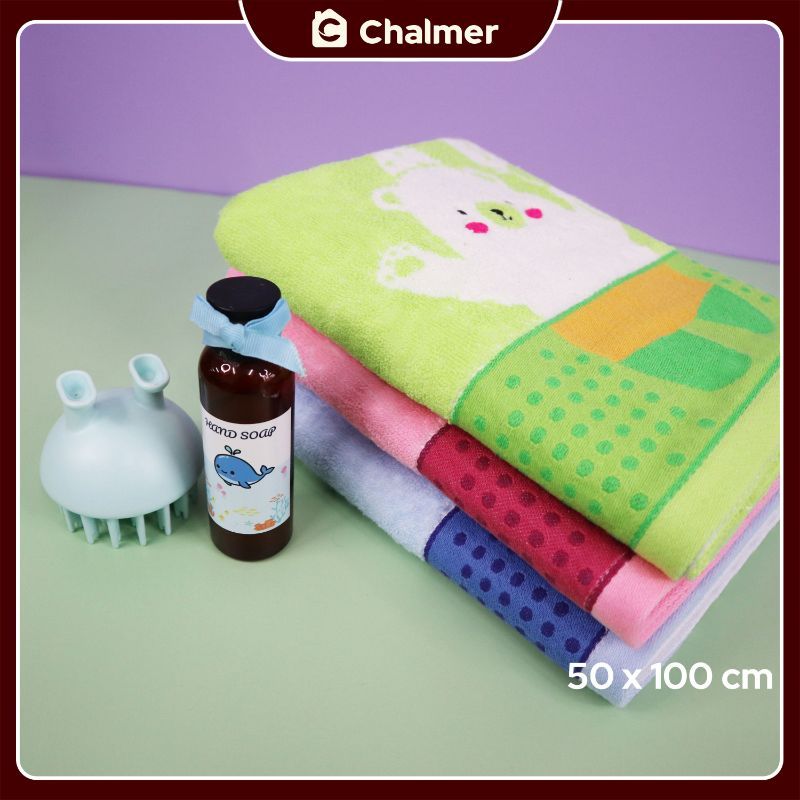 Handuk Bayi Chalmer 50 x 100 cm Motif 100% Katun - Baby Beruang Green - 3