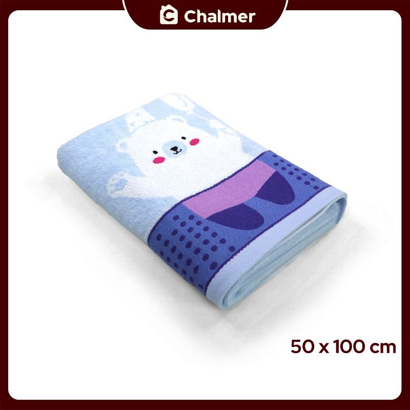 Handuk Bayi Chalmer 50 x 100 cm Motif 100% Katun - Baby Beruang Blue - 1