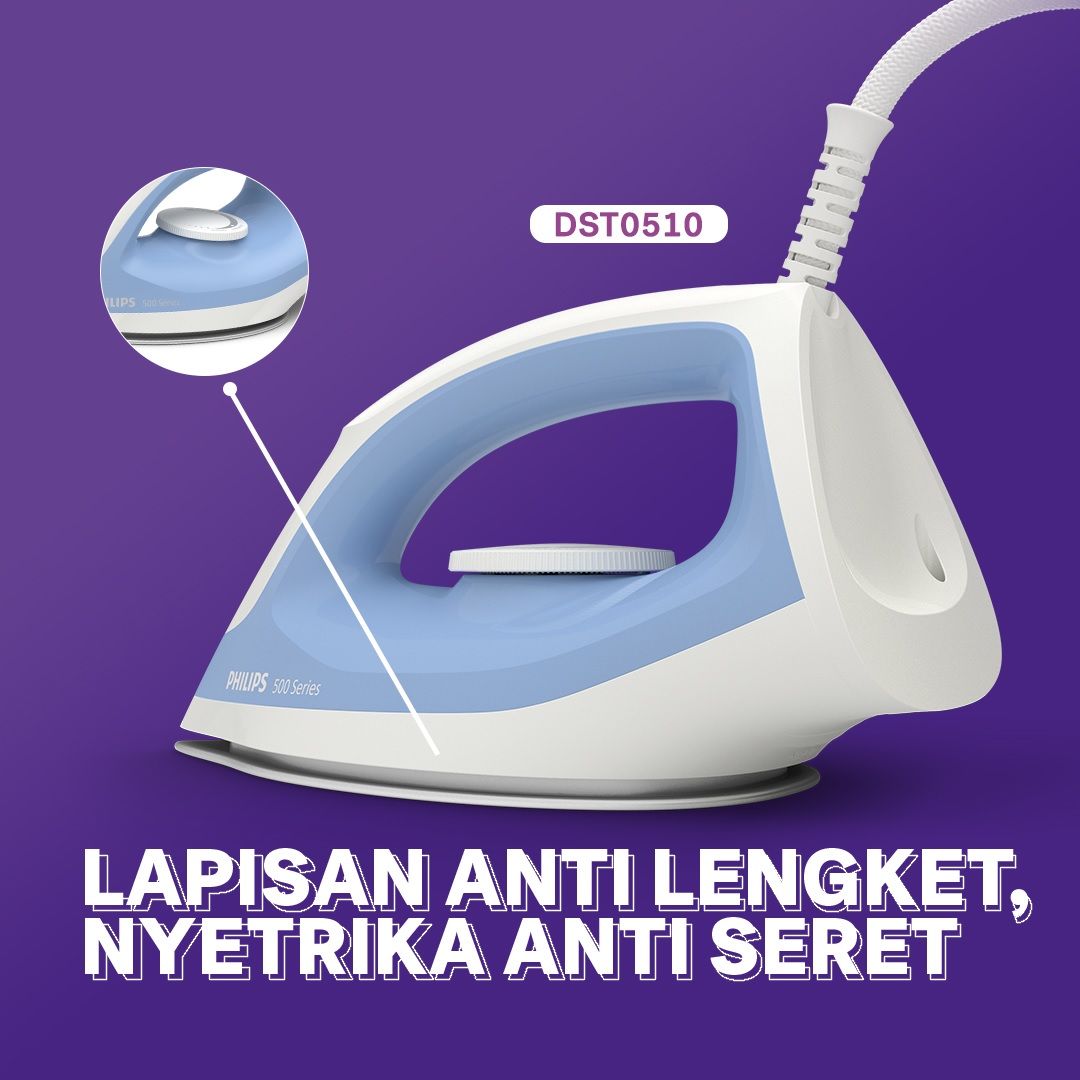 PHILIPS Dry Iron DST0510/20 - Biru - 3