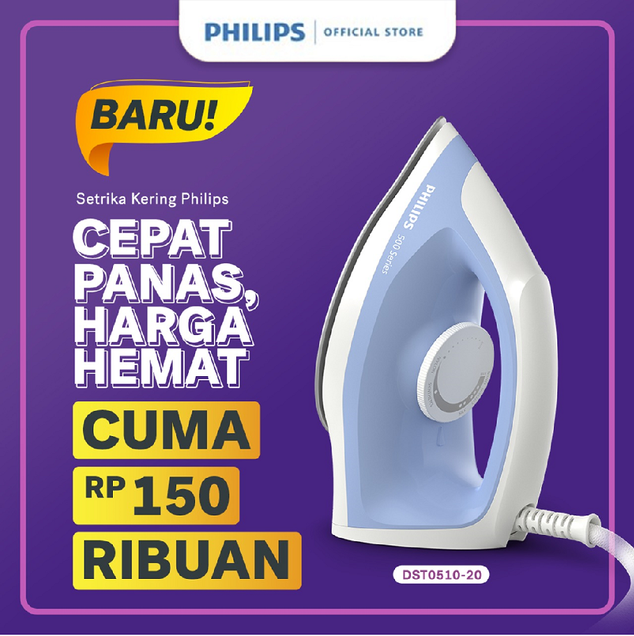 PHILIPS Dry Iron DST0510/20 - Biru - 1