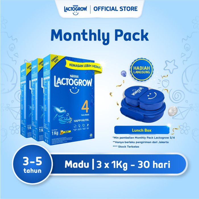 Nestlé LACTOGROW 4 Happynutri Madu Susu Box 1Kg x 3pcs + Hadiah - 1