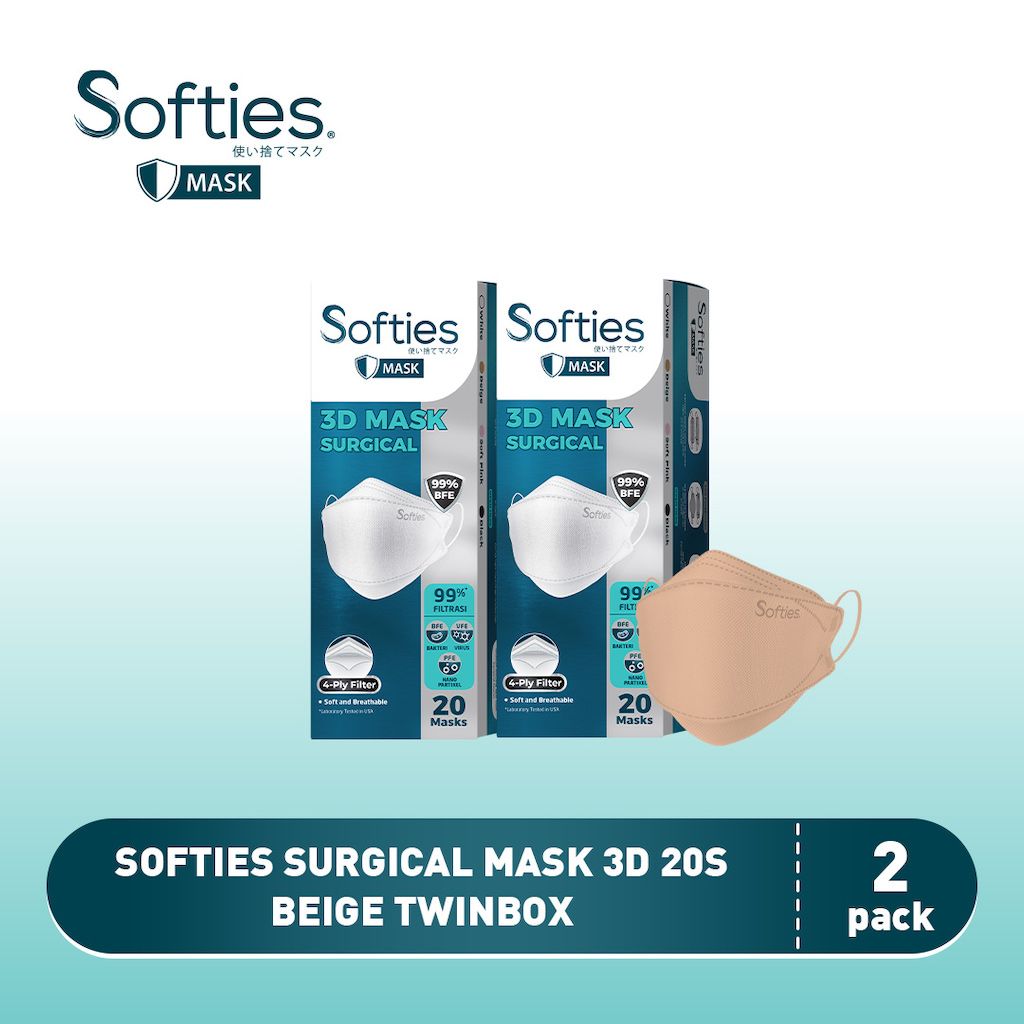 Softies Surgical Mask 3D 20s - Beige Twinbox - 1