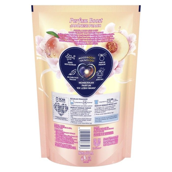 Molto Pelembut dan Pewangi Parfum Boost Japanese Peach 650mL - 2