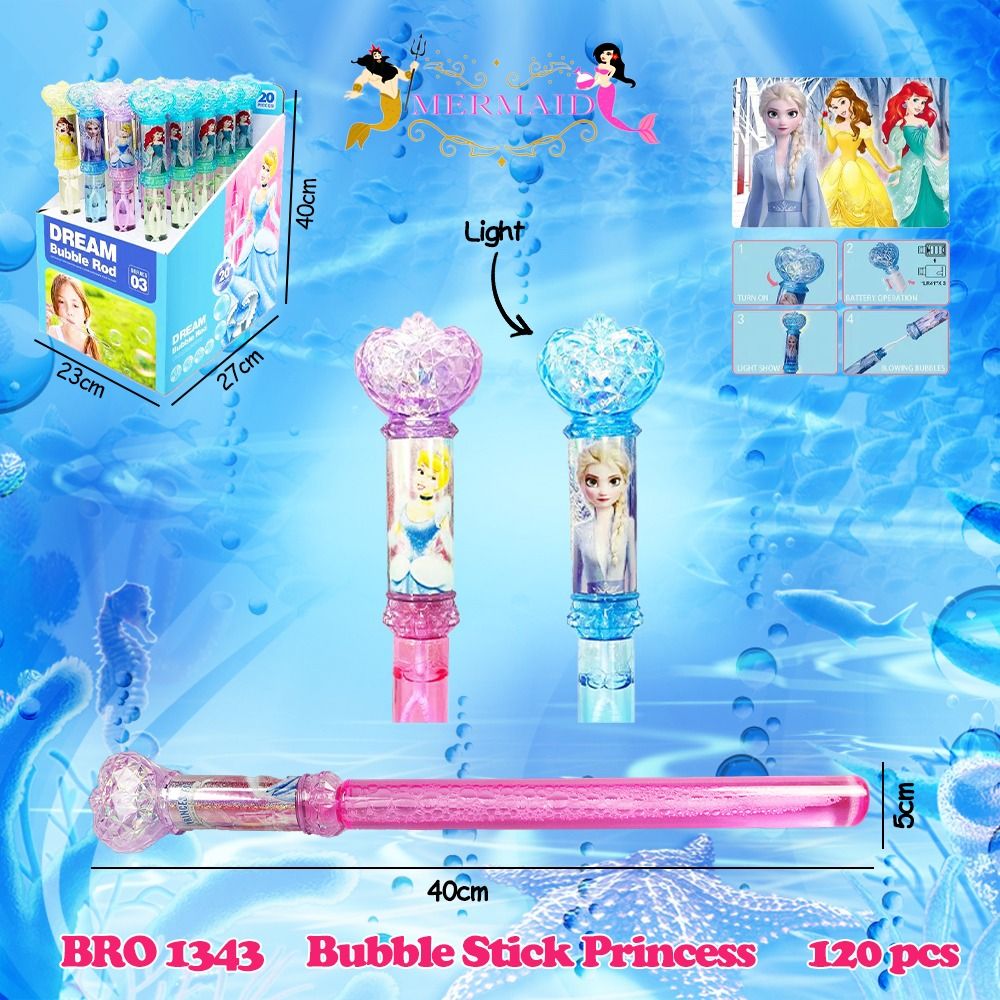 Pink Bubble Stick Princess Putri Tongkat Gelembung Busa Sabun Mainan Anak MERMAID BRO1343 - 2