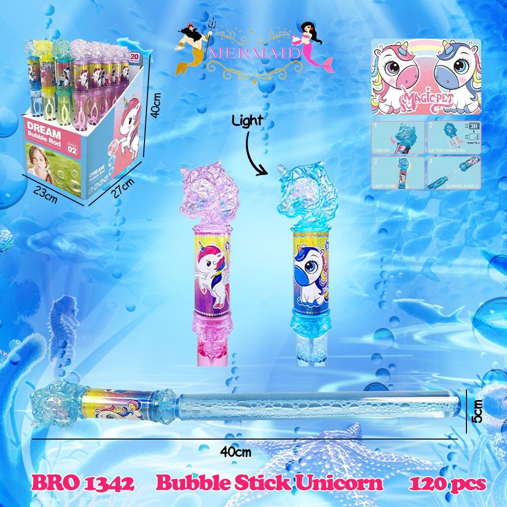 Biru Bubble Stick Unicorn Little Pony Tongkat Gelembung Busa Sabun MERMAID BRO1342 - 2