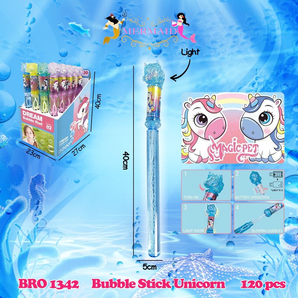 Biru Bubble Stick Unicorn Little Pony Tongkat Gelembung Busa Sabun MERMAID BRO1342 - 1