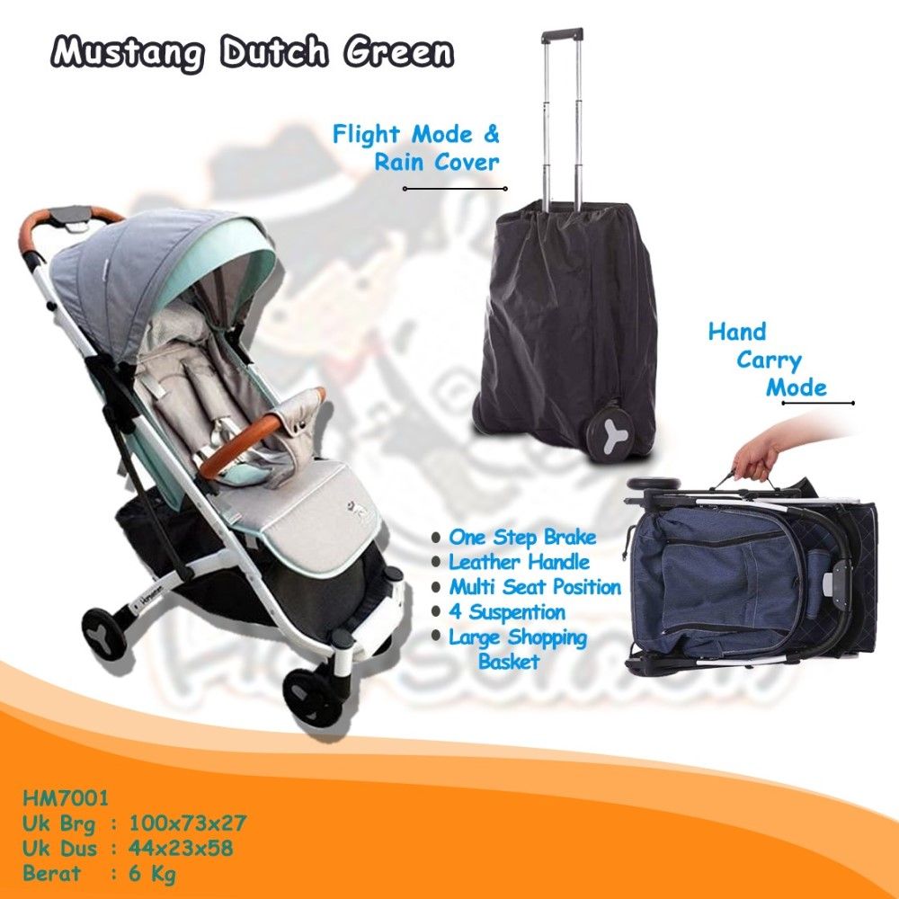 Dutch Green Mustang Red Stroller Cabin Size Kabin Pesawat Lipat Perlengkapan Traveling HM7001 - 1