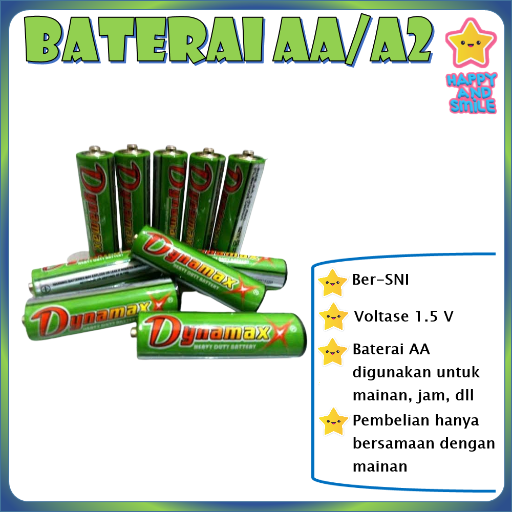 1.5V (4 Pcs) Baterai Batery Batre AA A2 Heavy Duty Elektronik Mainan Jam Dinding Dynamax - 1